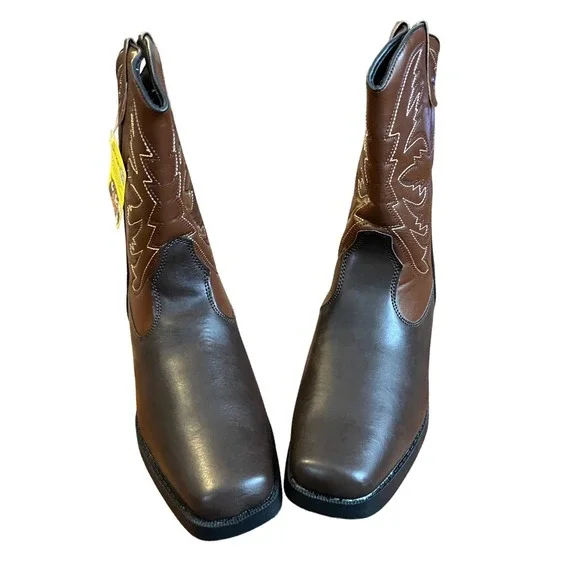 Smart Fit Kids Brown Square‎ Toe Western Cowboy Boots Size 6 NWT - Picture 10 of 10